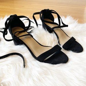 Allegra K Lace Up Chunky High Heel Sandals